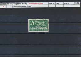 1940 Flugpost - 20 Rp., Kreidepapier glatt, gestempelt
