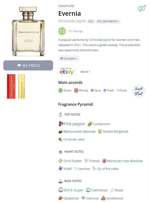 Parfums & Eau de Toilette: Decant Evernia – Ormonde Jayne – D'occasion à Lausanne par Andonia 1
