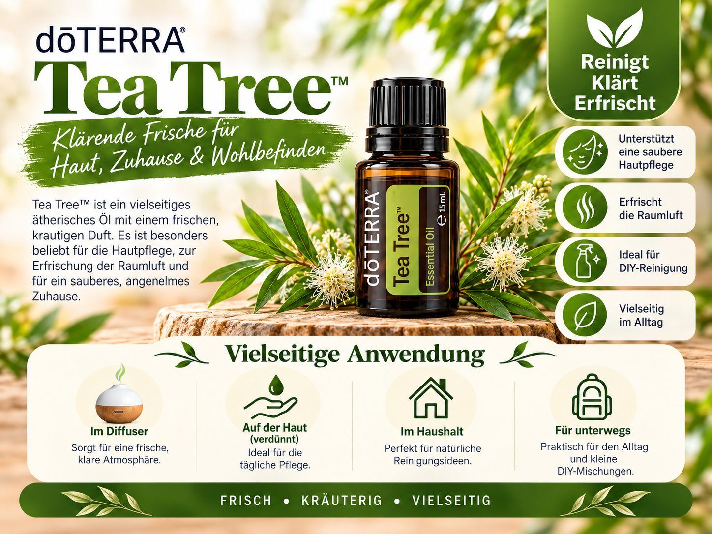 Doterra Ätherische Öle: dōTERRA Tea Tree 15 ml – ätherisches Teebaumöl – Neu und originalverpackt aus Olten von Denises_Duftwelt