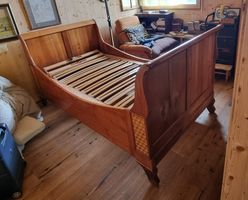 Lit ancien en bois massif - 120 cm de large