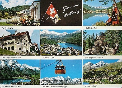 Cartoline postali: Gruss aus ST. MORITZ Trinkhalle, Museum, Luftseilbahn – Usato da Jona venduto da philajona