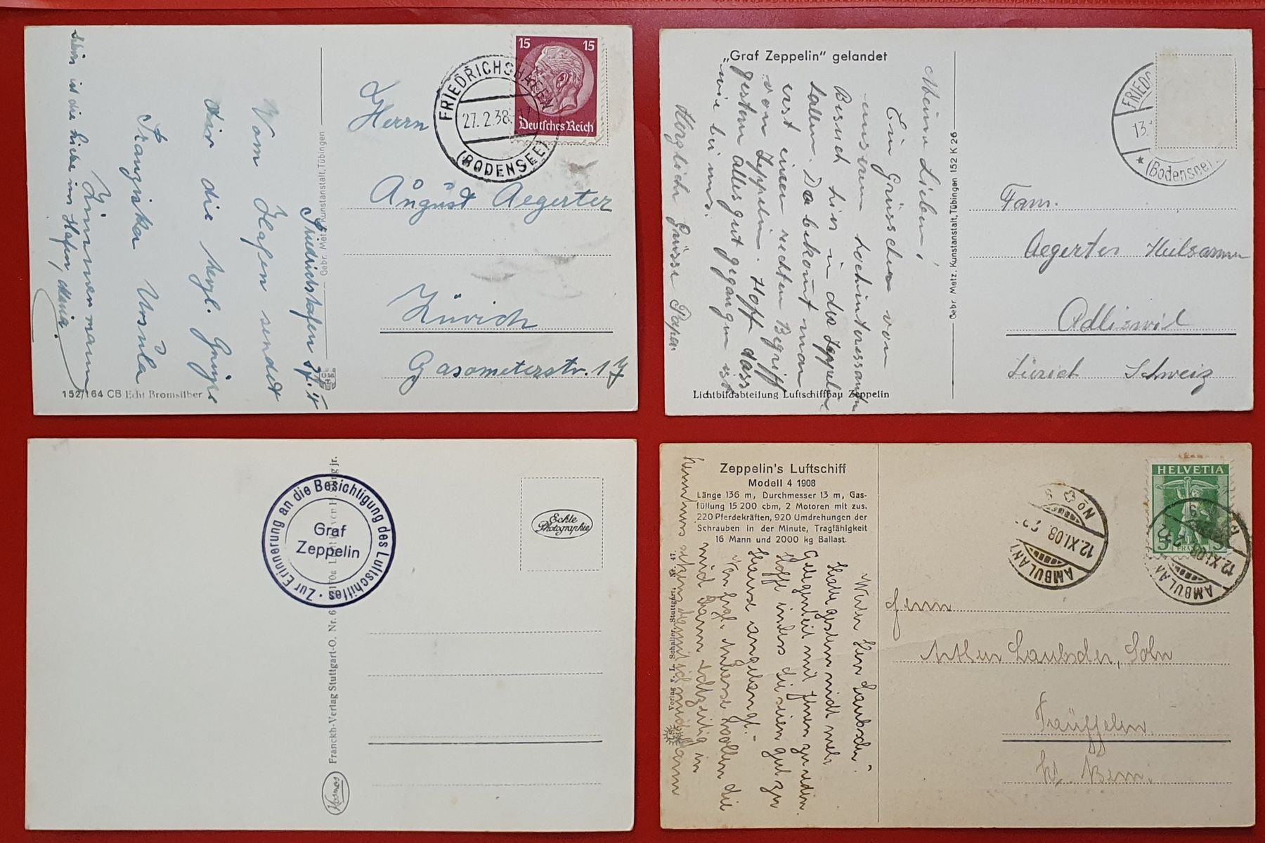 Cartoline postali: 4 Zeppelin Ansichtskarte – Usato da Kreuzlingen venduto da Rschweiz1 5