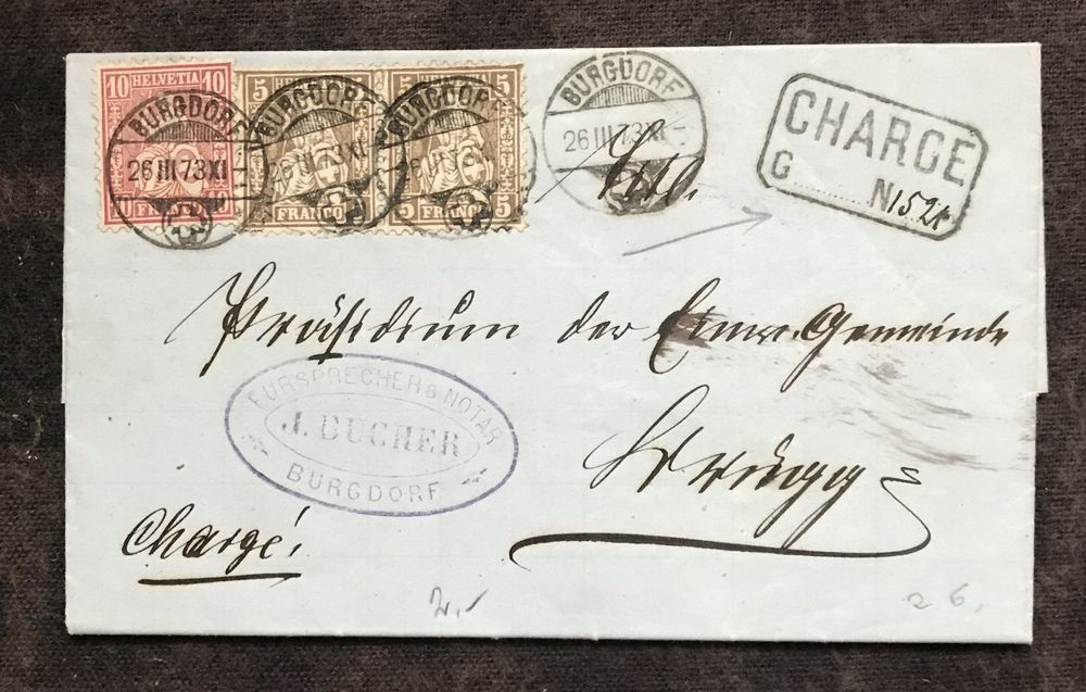 Tutti i francobolli: CHARGE BURGDORF 1873 – Usato da Ostermundigen venduto da Heavenmaus75