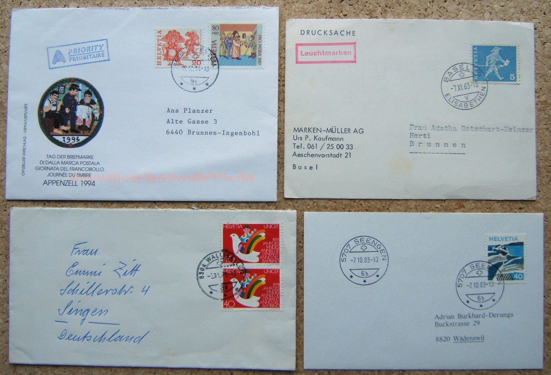 Alle Briefmarken: SCHWEIZ LOT BRIEFE (A) – Gebraucht aus Brunnen von Nonne04 4