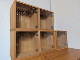 Modulare Wandboxen aus Eiche mit Glastüren (5 Stück)