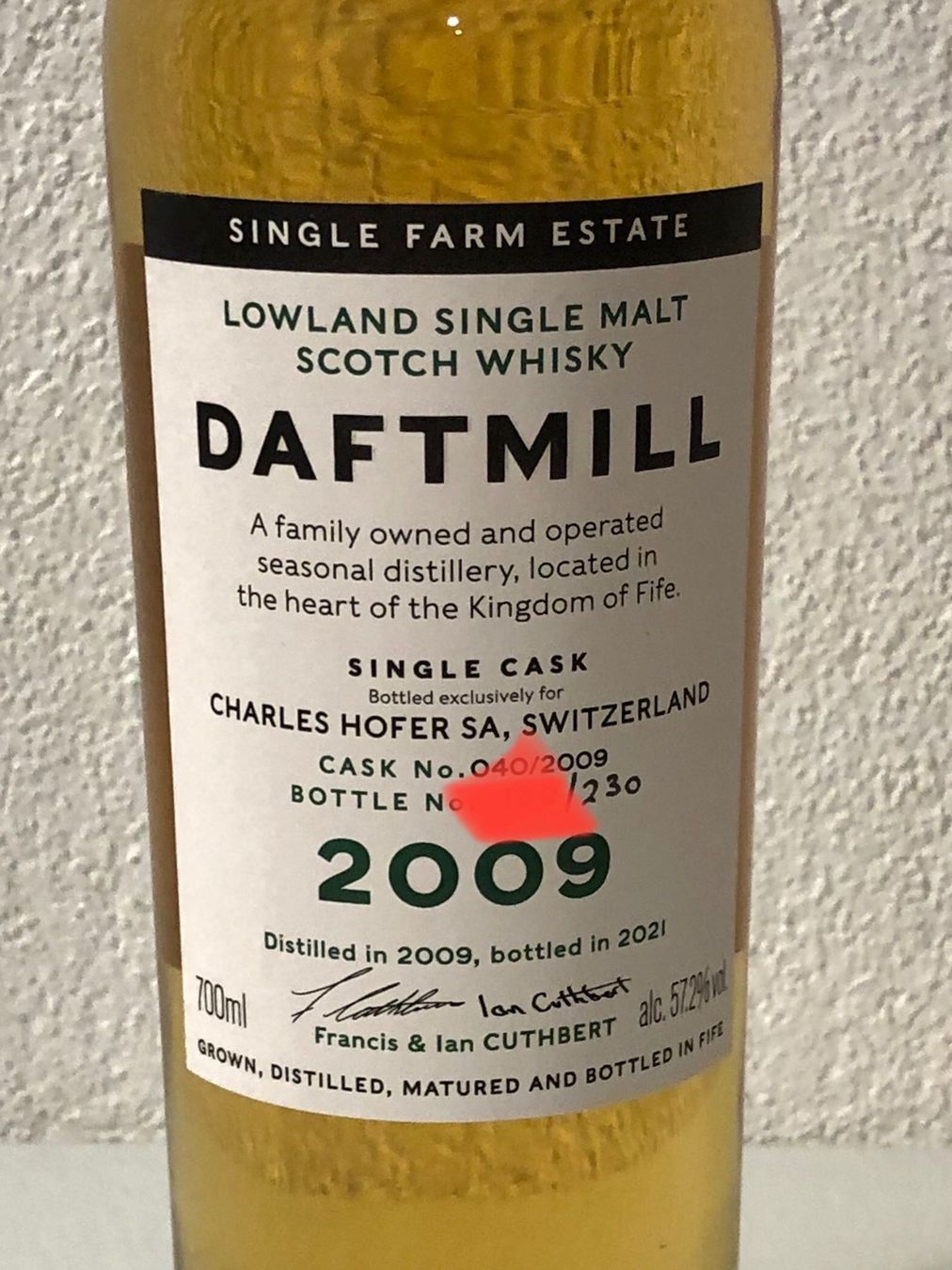 Daftmill Bevande alcoliche: Daftmill Single cask 2009 Switzerland – Nuovo e nell'imballaggio originale da Zug venduto da A1L-B 1