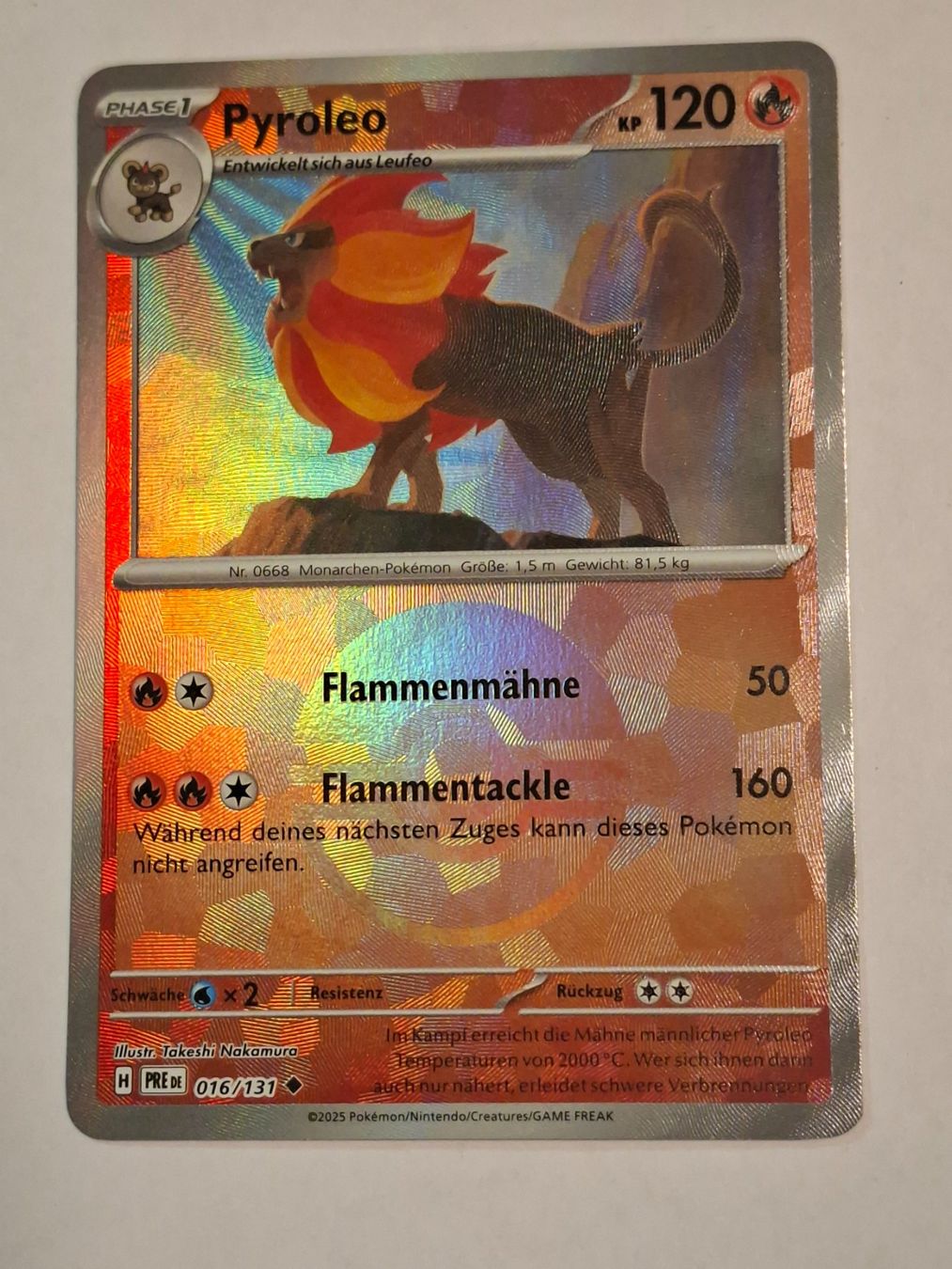 Pyroleo Pokeball Holo Karte 016/131 DE 2025 (Neu (gemäss Beschreibung ...