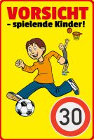 Blechschild-VORSICHT-SPIELENDE KINDER-TEMPO 30-GELB