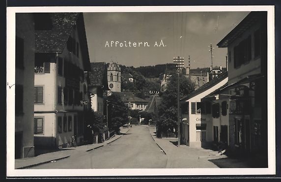 Cartoline postali: Affoltern a. A., Strassenpartie mit Bäu – Usato da Berlin venduto da bartko-reher