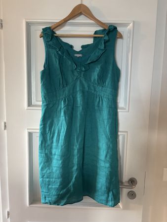 MADDISON robe 42 lin doublé coton Turquoise 