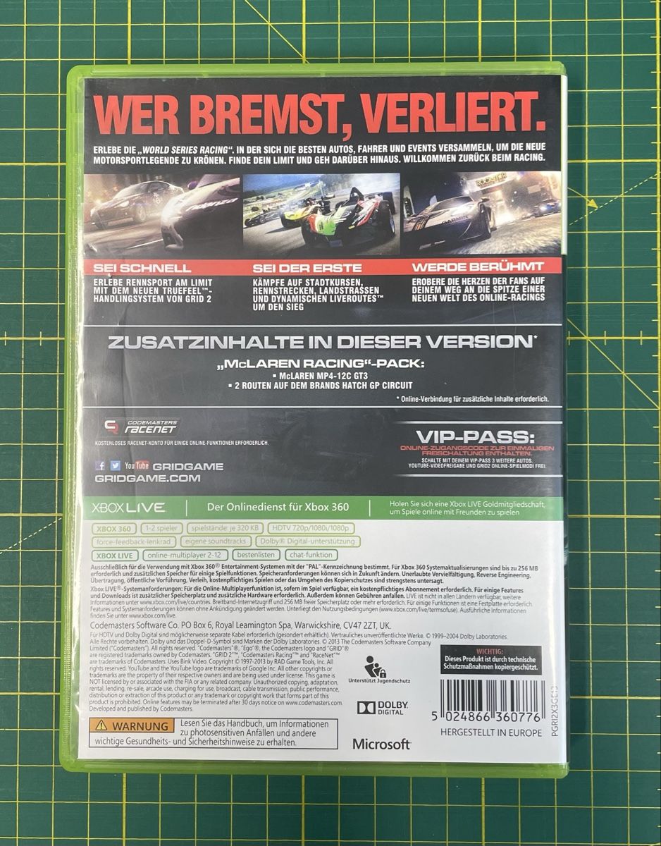 Microsoft Spiele: GRID 2 Limited Edition DLC McLaren XBOX 360 – Gebraucht aus Obergösgen von File75 1