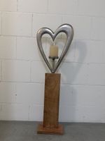 Deko-Herz mit Kerzenhalter aus Mangoholz und Metall