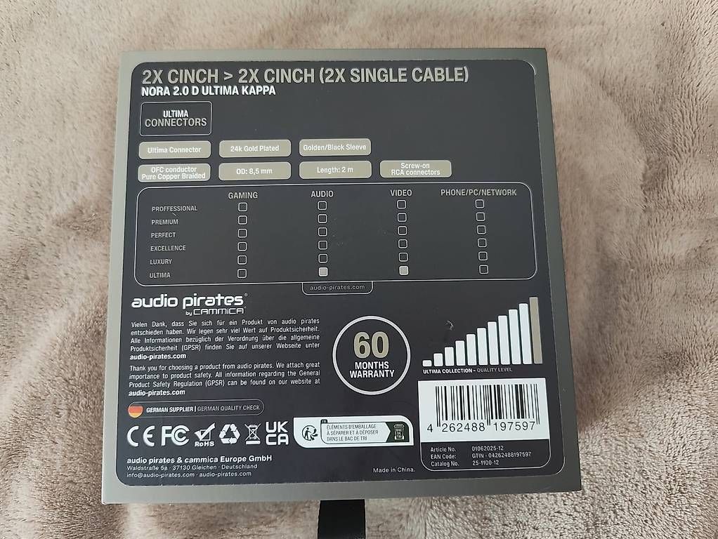Cavi: 2m audio pirates Cinch Kabel Ultima Kappa – Nuovo e nell'imballaggio originale da St.Gallen venduto da becks0815 1