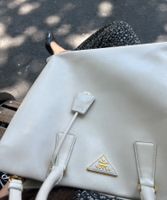 Prada grand Sac à main Lux cuir Saffiano blanc vintage