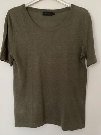 Modissa 100% Leinen Pullover Gr M grün-Olive neuwertig
