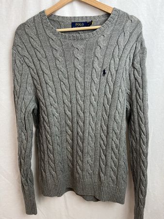 Pull Ralph Lauren gris torsadé