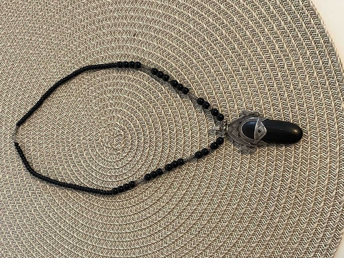 Catenine: Art deco ancien argent et bois pierre  noir  – Usato da Worben venduto da benit.drn 4