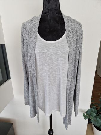 Montego Cardigan Grau Melange, Esmera Top mit Spitze, S