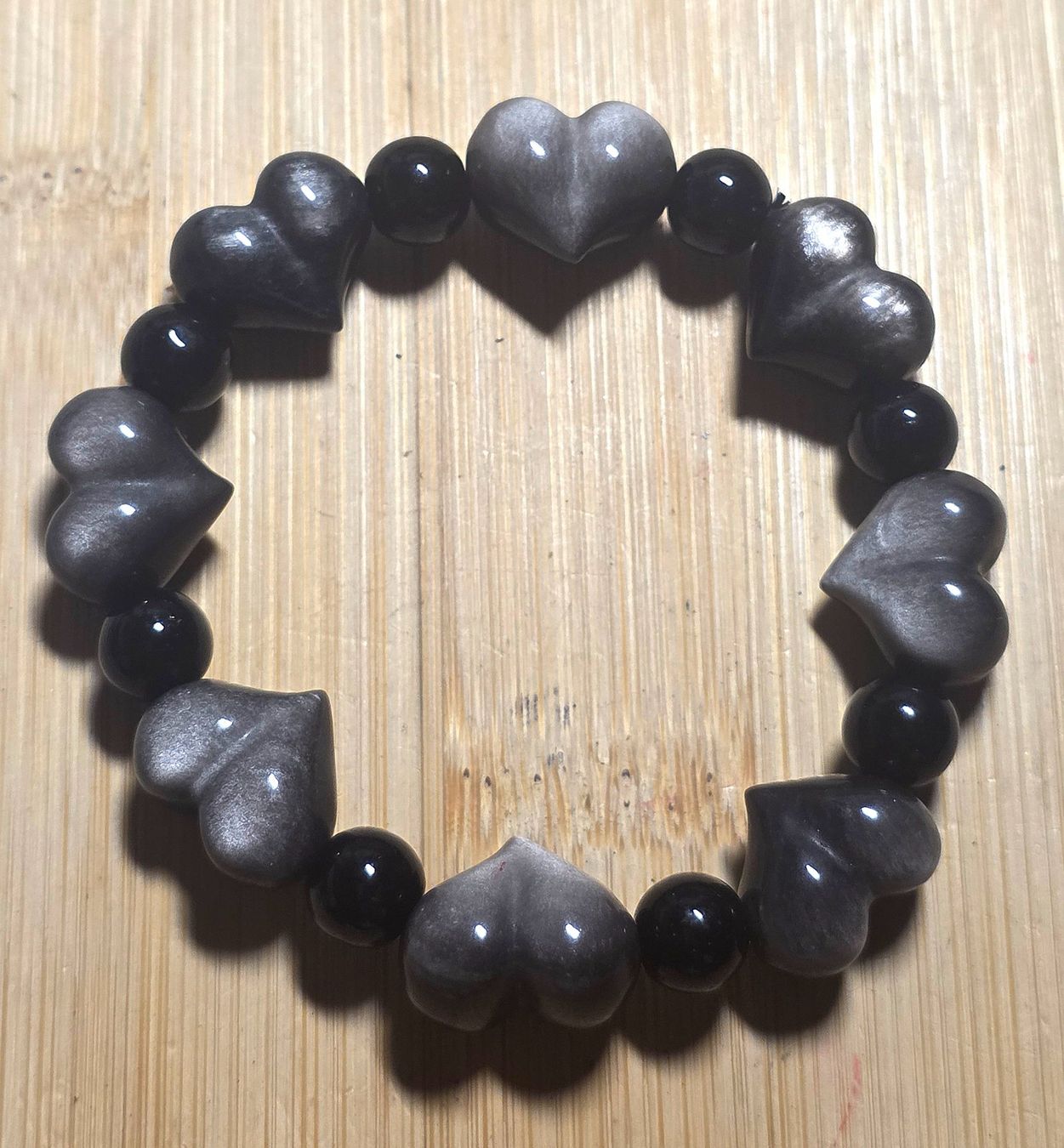 Minerali & Pietre curative: Silber Obsidian Herz Armband – Nuovo e nell'imballaggio originale da Matzingen venduto da Shay_Crystalz