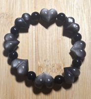 Silber Obsidian Herz Armband