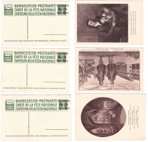 Bundesfeier 1914, Pestalozzi, 3 Karten Überdruck "Entwertet"