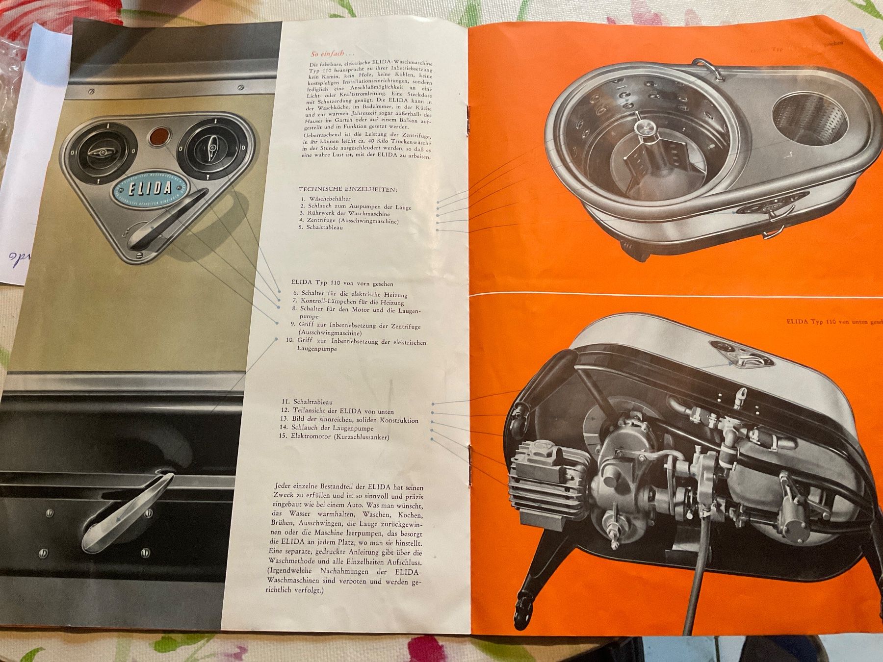Documenti: Originale ELIDA Waschmaschine, Original Prospekt 1945 – Usato da Tecknau venduto da bleilaus 4