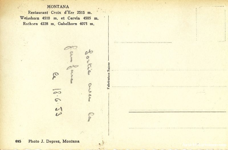 Cartoline postali: Montana - Restaurant Croix + 1953 – Usato da Emmenbrücke venduto da teestube 1