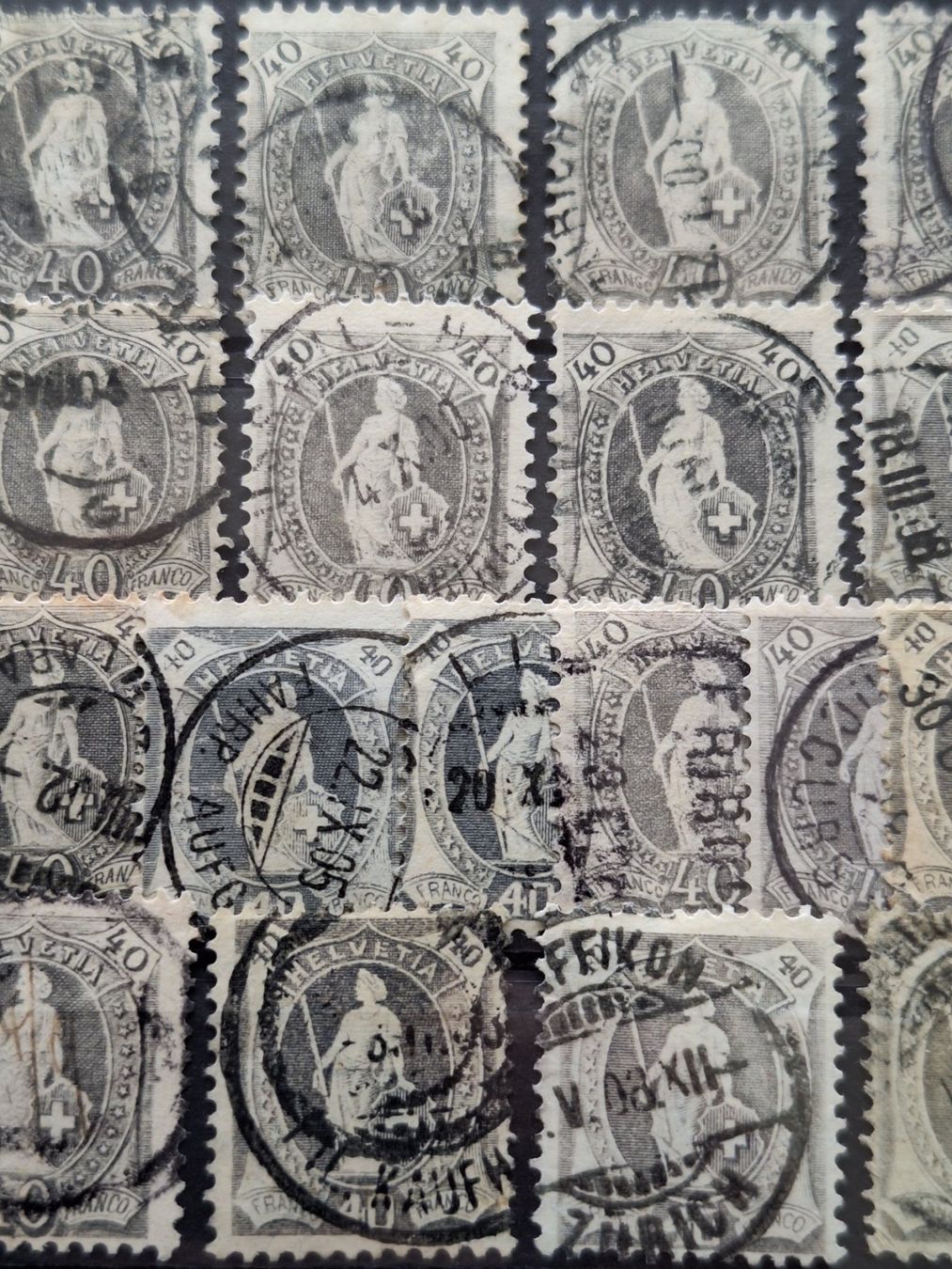 Alle Briefmarken: Stehende Helvetia 40Rp Werte 58× – Gebraucht aus Balgach von SIMEON27 2