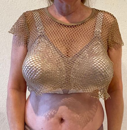 Top beige Gr. M Netz durchsichtig Shirt T-shirt (int Nr. 53)