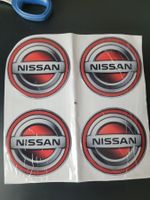 4 Aufkleber, Nissan auf Nabenkappen