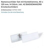 2 Pack Namensschilder-Set mit Kombiklemme, 14 Stück