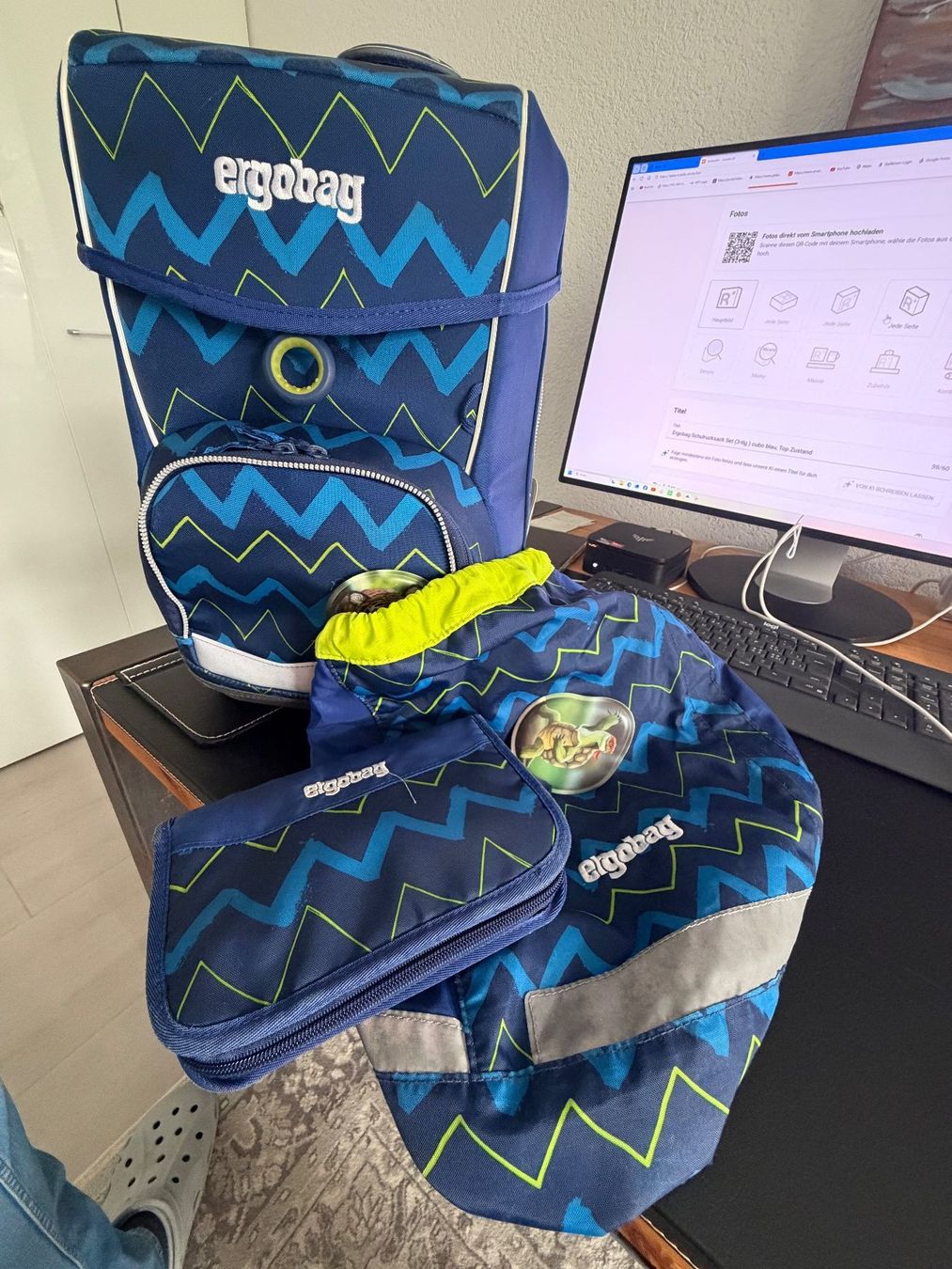 Ergobag Borse & Zaini: Ergobag Schulrucksack Set (3-tlg.) cubo blau – Usato da Engelburg venduto da kirerelhom57 2