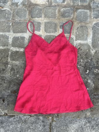 Top rose soie taille M