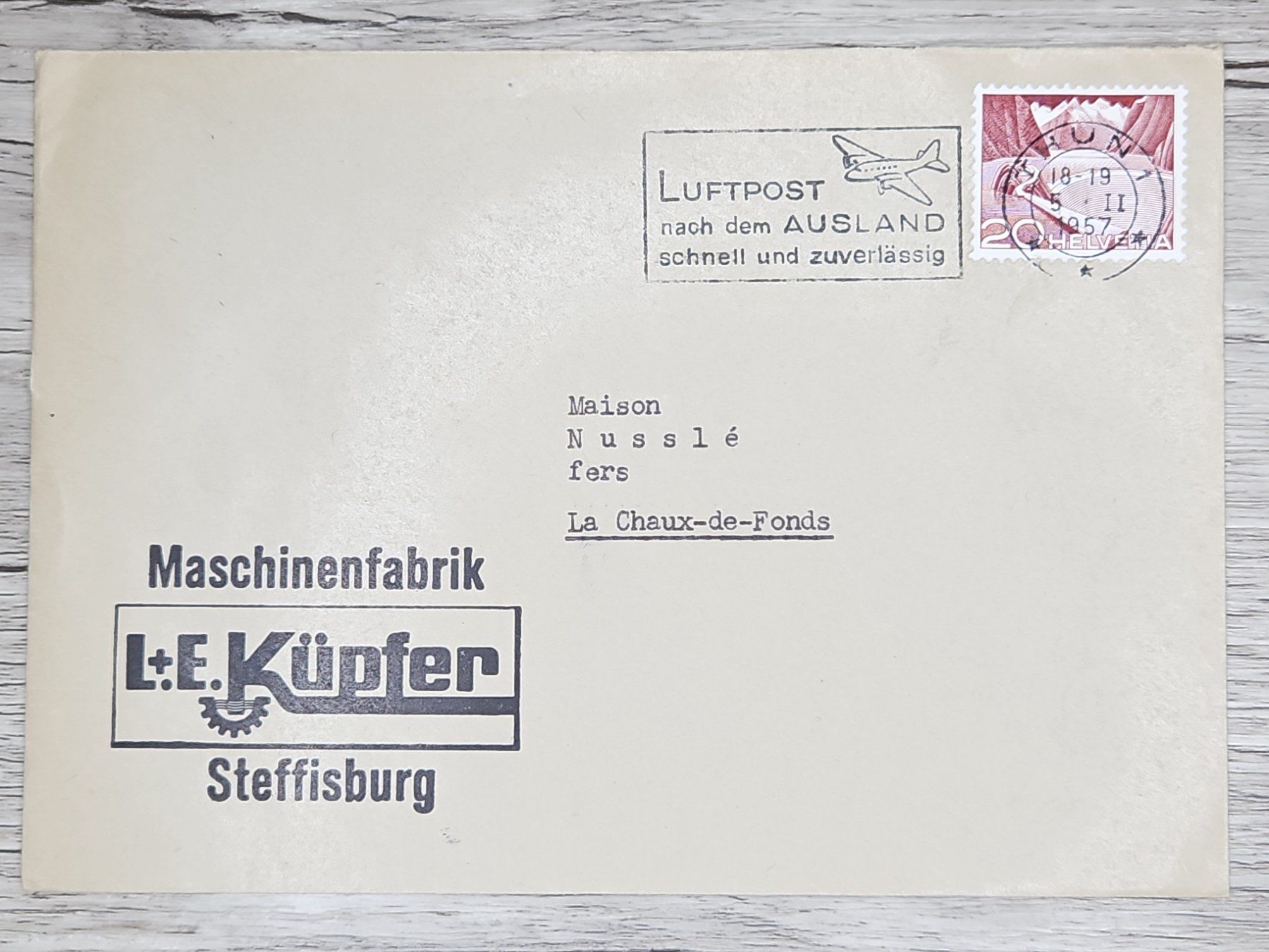 Tutti i francobolli: CL01 Enveloppe + Timbre Suisse 1957 – Usato da Cousset venduto da Patrick_Collections