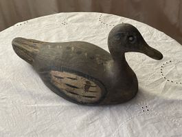 Holz Ente Deko Figur, handgeschnitzt, Vintage Stil!