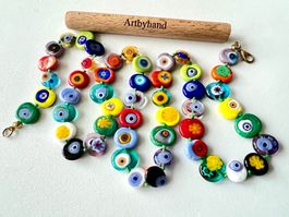 Murano Millefiori Kette Vintage handgeknüpft Unikat 62 cm