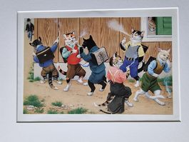 DIE FRÖHLICHE KATZENSCHULE BILD MONTIERT AUF PASSEPARTOUT