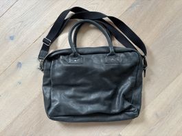 Aktentasche aus Leder von Jack & Jones, schwarz