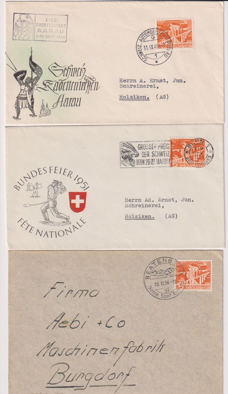 Tutti i francobolli: 5 Bedarfsbriefe, 3 mit K-Stempel – Usato da Bellach venduto da qsearch 1