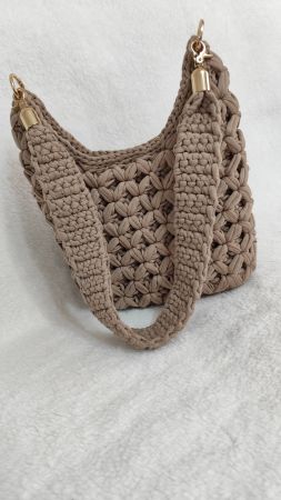 Handgefertigte Häkeltasche aus Baumwolle – Beige