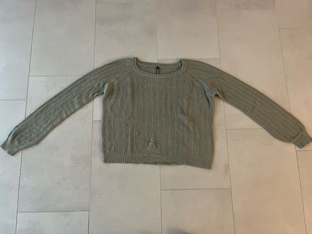 Strickpullover mit Lochmuster oliv S neu