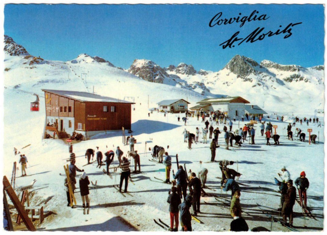 Cartoline postali: St. Moritz - Luftseilbahn + Skilift Corviglia – Usato da Binningen venduto da Mountainrider