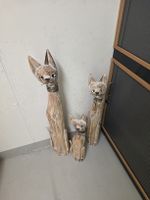 Deko Katzen Holz 3er Set handgeschnitzt