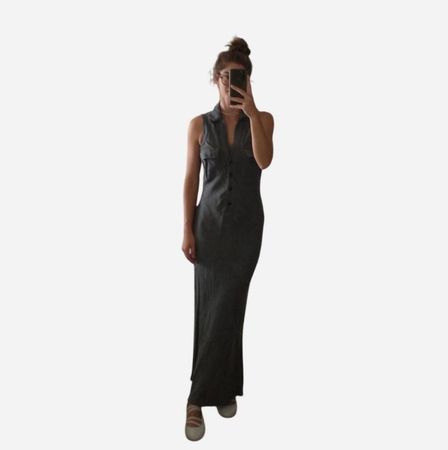 Feminines Maxikleid grau Gr. S, ZARA, neuwertig, 100% Leinen