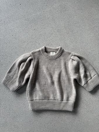 H&M Strickpullover mit Puffärmeln, kurzärmelig grau, Grösse