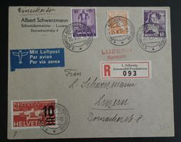 1937 Flugpost Brief nach Luzern  schöne Frankatur