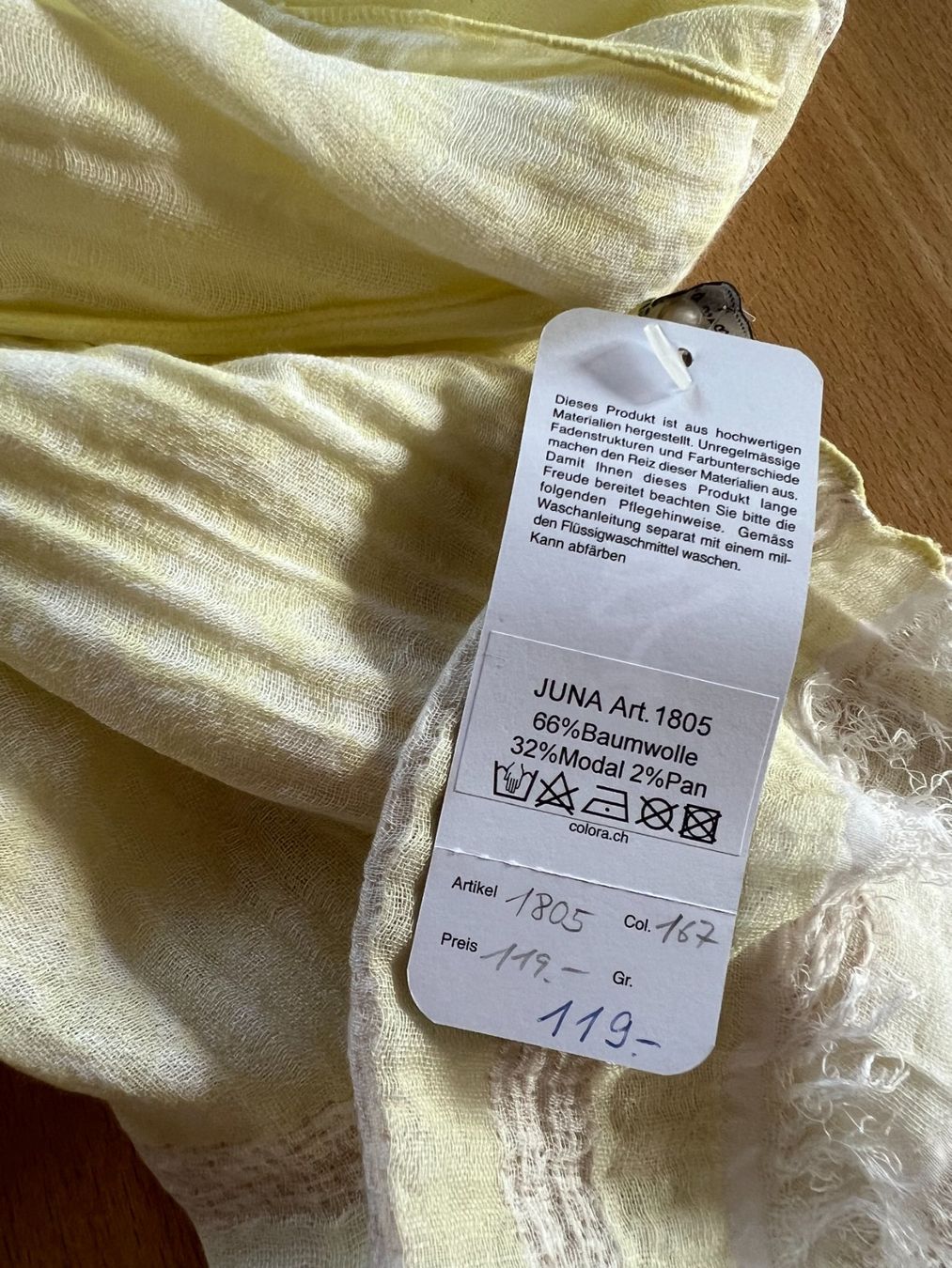 Colora Foulards, Tücher & Schals: Colora Schal, Baumwolle / Modal, Hellgelb, NEU – Neu und originalverpackt aus Worb von farben20zauber 1