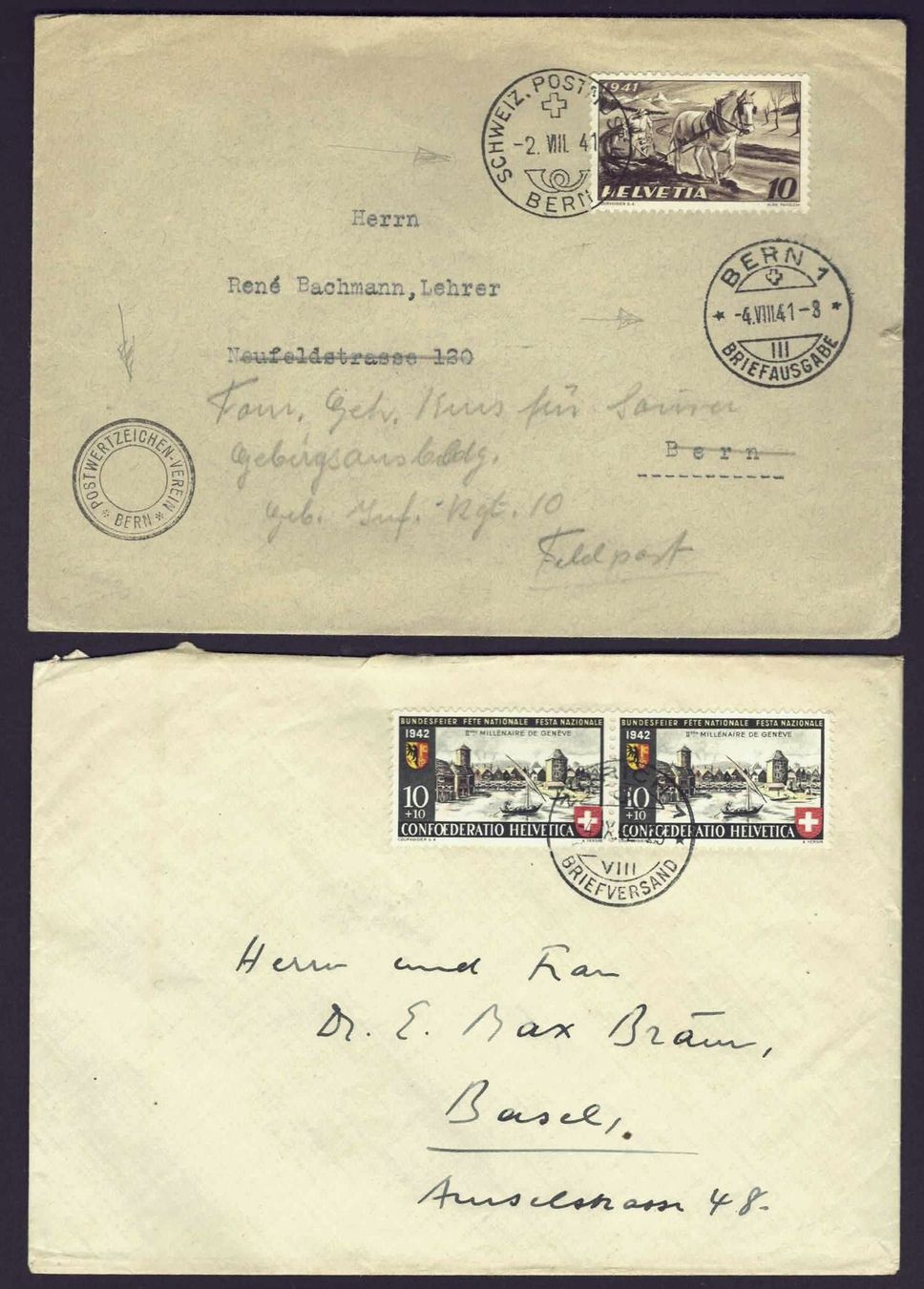 Tutti i francobolli: Luftpostbrief Schweiz nach Bombay v 1947 – Usato da Basel venduto da Pfefferschootte 1