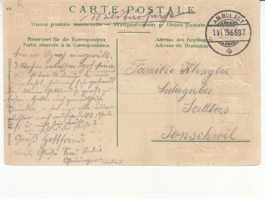 Cartoline postali: Wattwil 1915 – Usato da Bürglen TG venduto da StampGraf 1