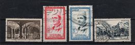 4 Timbres, Maroc, Années 50 Obl.